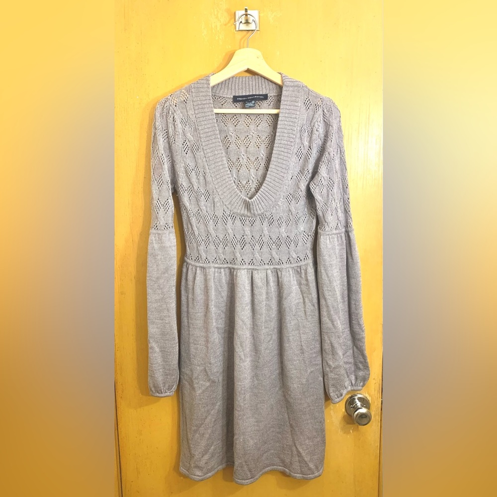 Grey sweater scoop neck dress